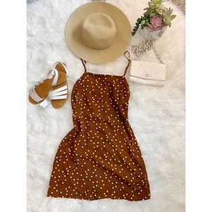 Brown polka dot mini dress